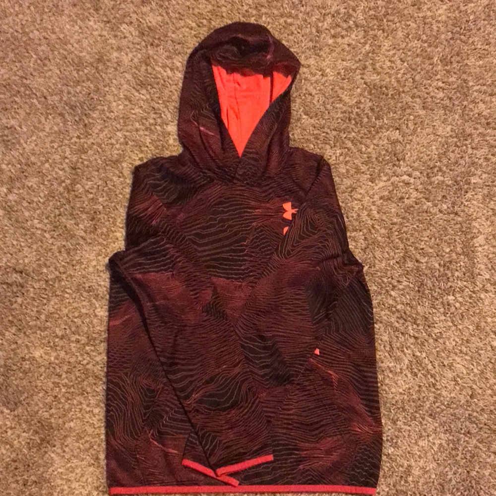 Electric pink and black under armour youth extra large hoodie